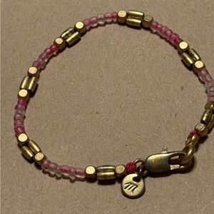Madewell Gold and Pink Beaded Bracelet